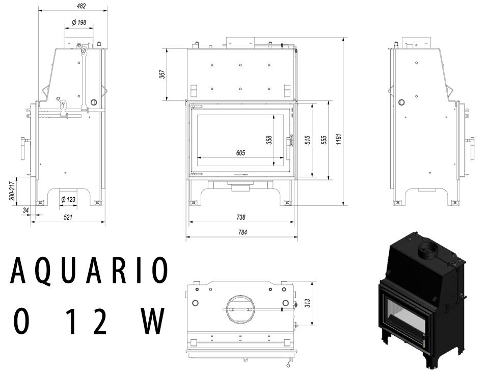 kratki AQUARIO O 12kw układ otwarty wymiary