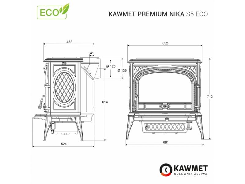 kominek wolnostojący KAWMET Premium NIKA S5 ECO