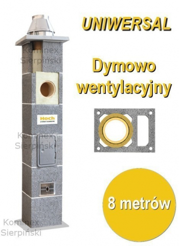 komin ceramiczny dymowo - wentylacyjny o wysokości 8 metrów