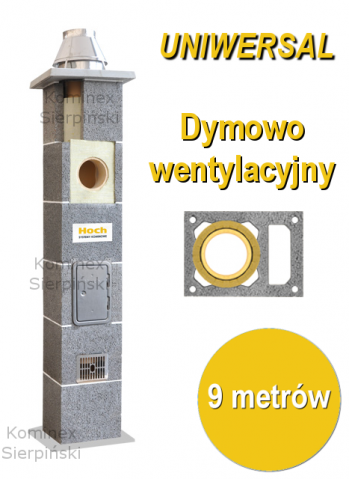 komin ceramiczny dymowo - wentylacyjny o wysokości 9 metrów