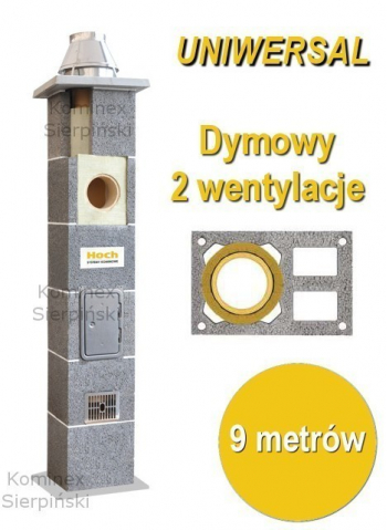 komceramiczny komin dymowy z dwiema wentylacjami