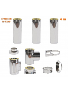 wiszący komin FI 180/240 dwuścienny 4 m 1mm izolowany