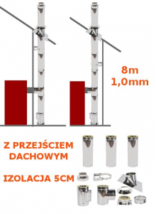 komin dwuścienny z izolacją 5cm i z przejściem