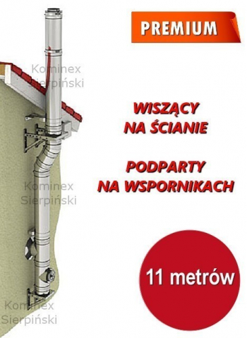 komin dwuścienny izolowany, wiszący - podparty