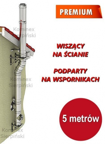 komin wiszący podparty stalowy