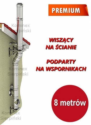 komin dwuścienny izolowany wiszący