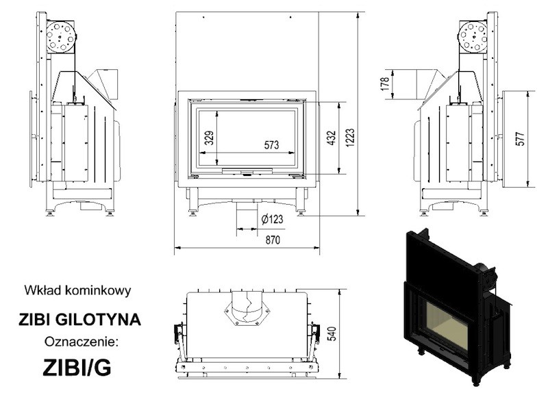 wkłąd ZIBI typu gilotyna wymiary